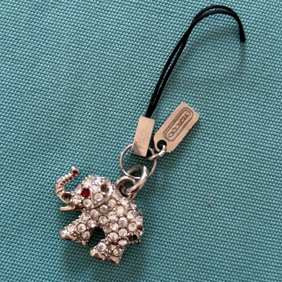 Coach Elephant Keychain Charm Silver with Rhinestones Rare - Picture 10 of 13